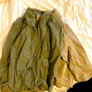 Utility Jacket Womens Medium Tan and Green